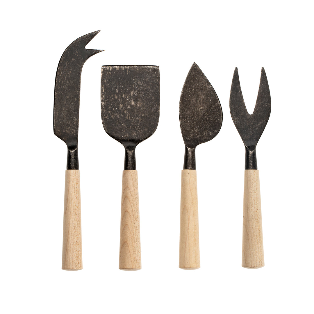 Maple Wood Cheese Knives S/4