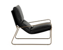 Zancor Lounge Chair - Antique Brass - Charcoal Black Leather