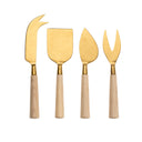 Maple Wood Cheese Knives | Set of 4 | Tumbled Gold