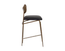 Gibbons Counter Stool - Antique Brass - Charcoal Black Leather
