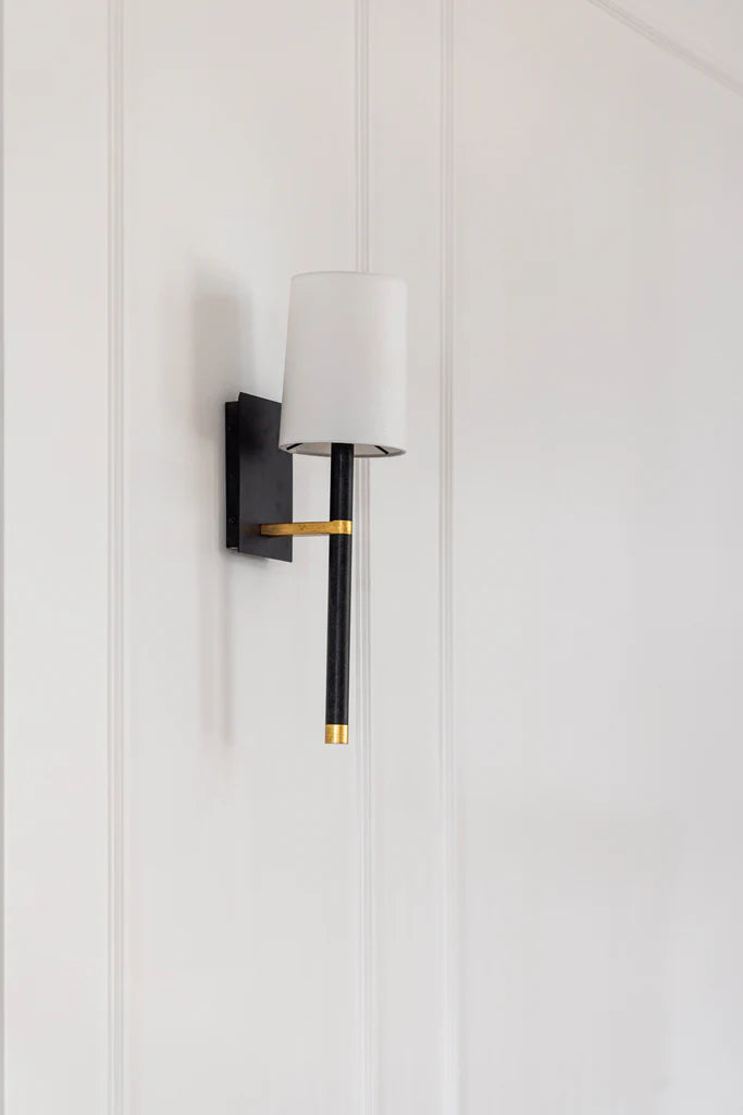 Weston 1 Light Black + Antique Gold Sconce