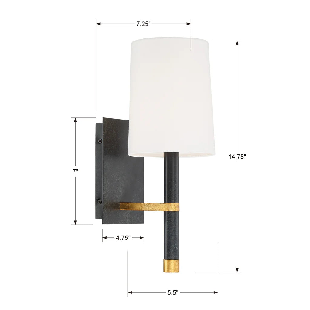 Weston 1 Light Black + Antique Gold Sconce