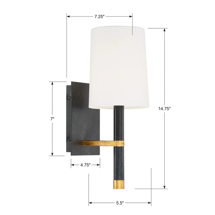 Weston 1 Light Black + Antique Gold Sconce