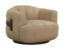 Tadeo Swivel Armchair - Dark Brown - Sahara Sand Leather