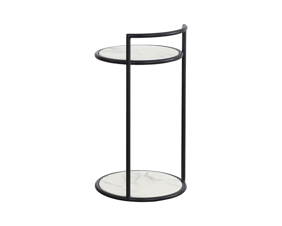 Parga End Table - Black - Marble Look