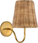 Lyndsie Small Sconce | Hand-Rubbed Antique Brass | Natural Wicker Shade