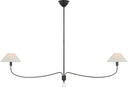 Griffin Grande Linear Chandelier | Bronze and Chocolate Leather | Linen Shades