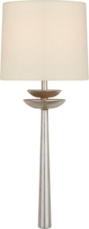 Beaumont Medium Tail Sconce | Burnished Silver Leaf | Linen Shade