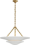 Mollino Medium Tiered Chandelier | Hand-Rubbed Antique Brass | Plaster White Shade