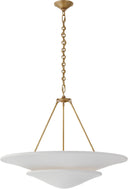 Mollino Large Tiered Chandelier | Hand-Rubbed Antique Brass | Plaster White Shade