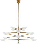 Graphic Grande Four-Tier Chandelier | Hand-Rubbed Antique Brass | White Shades