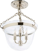 Country Semi-Flush Bell Jar Lantern | Polished Nickel