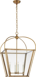 Riverside Medium Square Lantern | Antique-Burnished Brass | Clear Glass