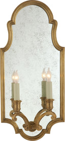 Sussex Medium Framed Double Sconce | Antique-Burnished Brass | Antique Mirror | Floor Model