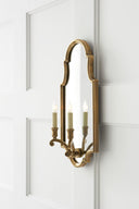 Sussex Medium Framed Double Sconce | Antique-Burnished Brass | Antique Mirror | Floor Model