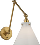 Parkington Double Library Wall Light | Antique-Burnished Brass | White Glass