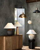 Muji Table Lamp - Textured Matte Black Porcelain Ceramic