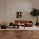 Faye Left Sectional Tan Faux Mohair