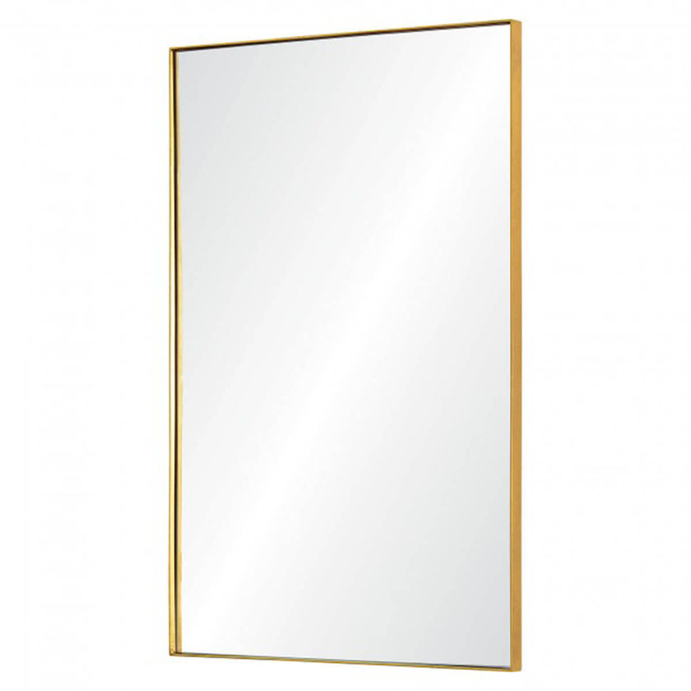 Modern full length mirror with a delicate gold frame.