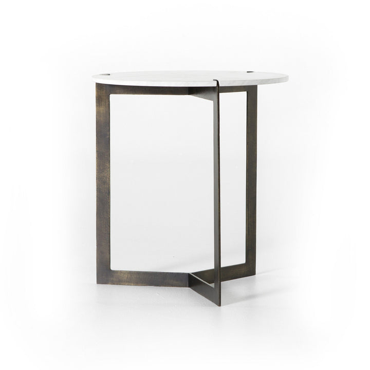 Kiva End Table - Polished White Marble