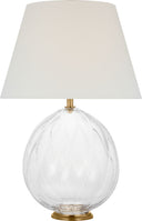 Talia Medium Cordless Table Lamp | Clear Glass | Linen Shade