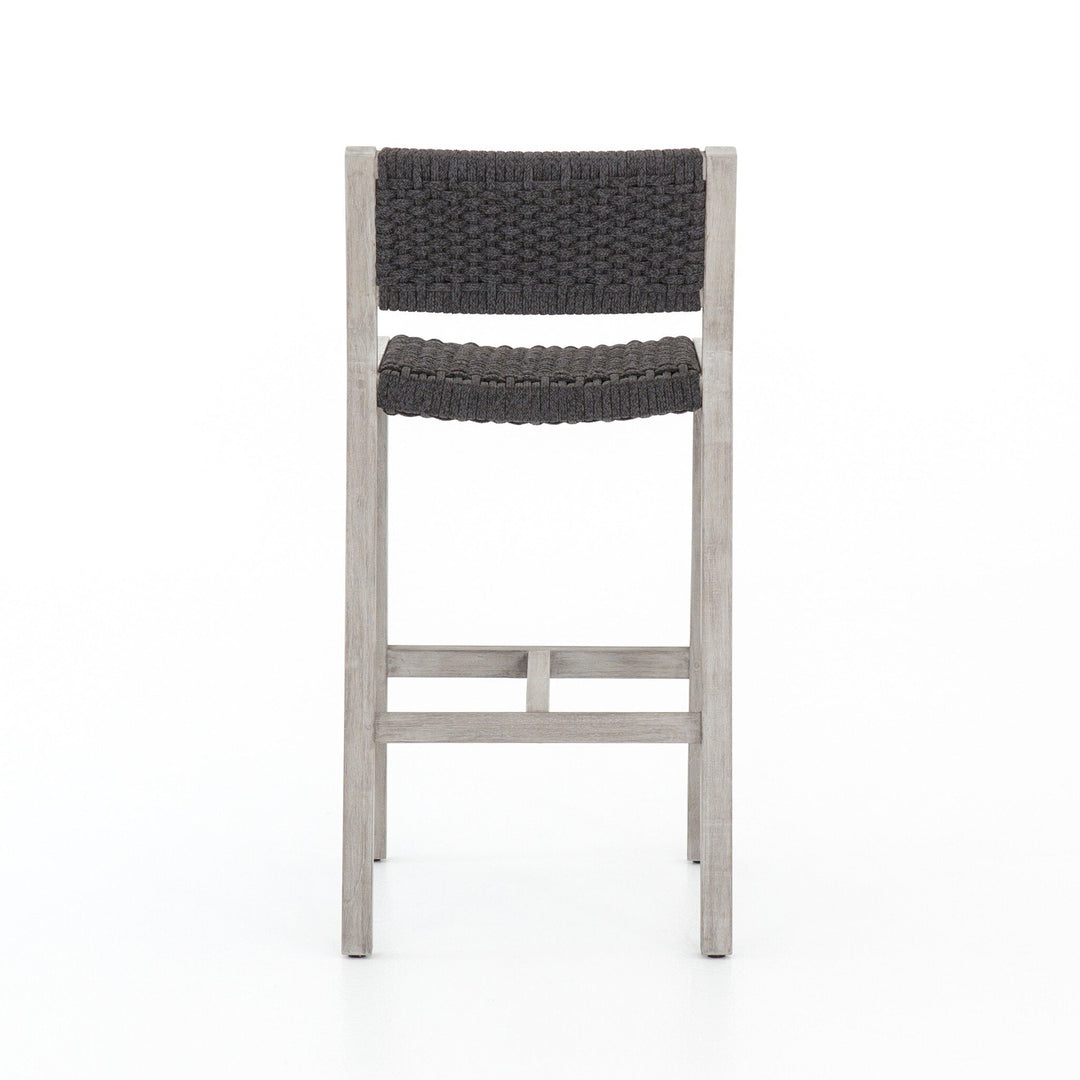 Delano Outdoor Bar Stool - Thick Dark Grey Rope | Weathered Grey