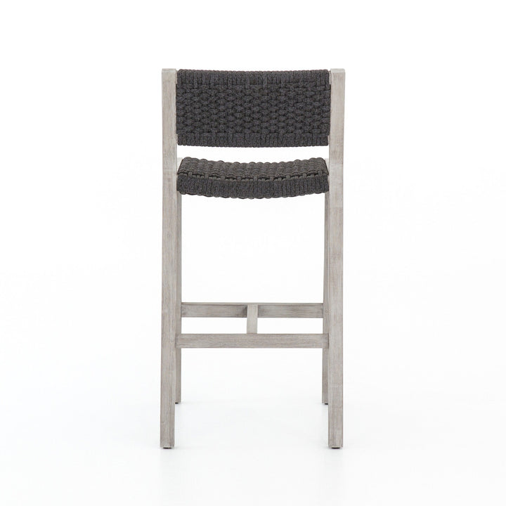 Delano Outdoor Bar Stool - Thick Dark Grey Rope | Weathered Grey