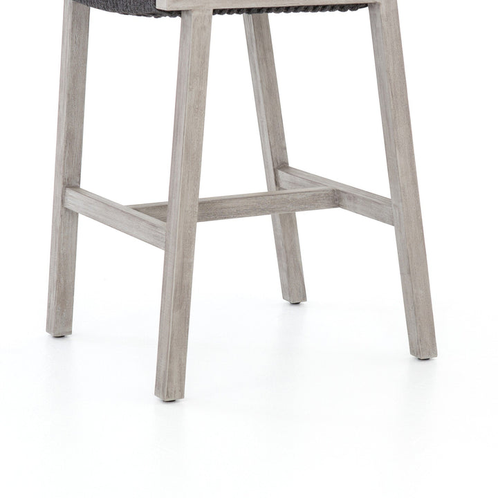 Delano Outdoor Bar Stool - Thick Dark Grey Rope | Weathered Grey