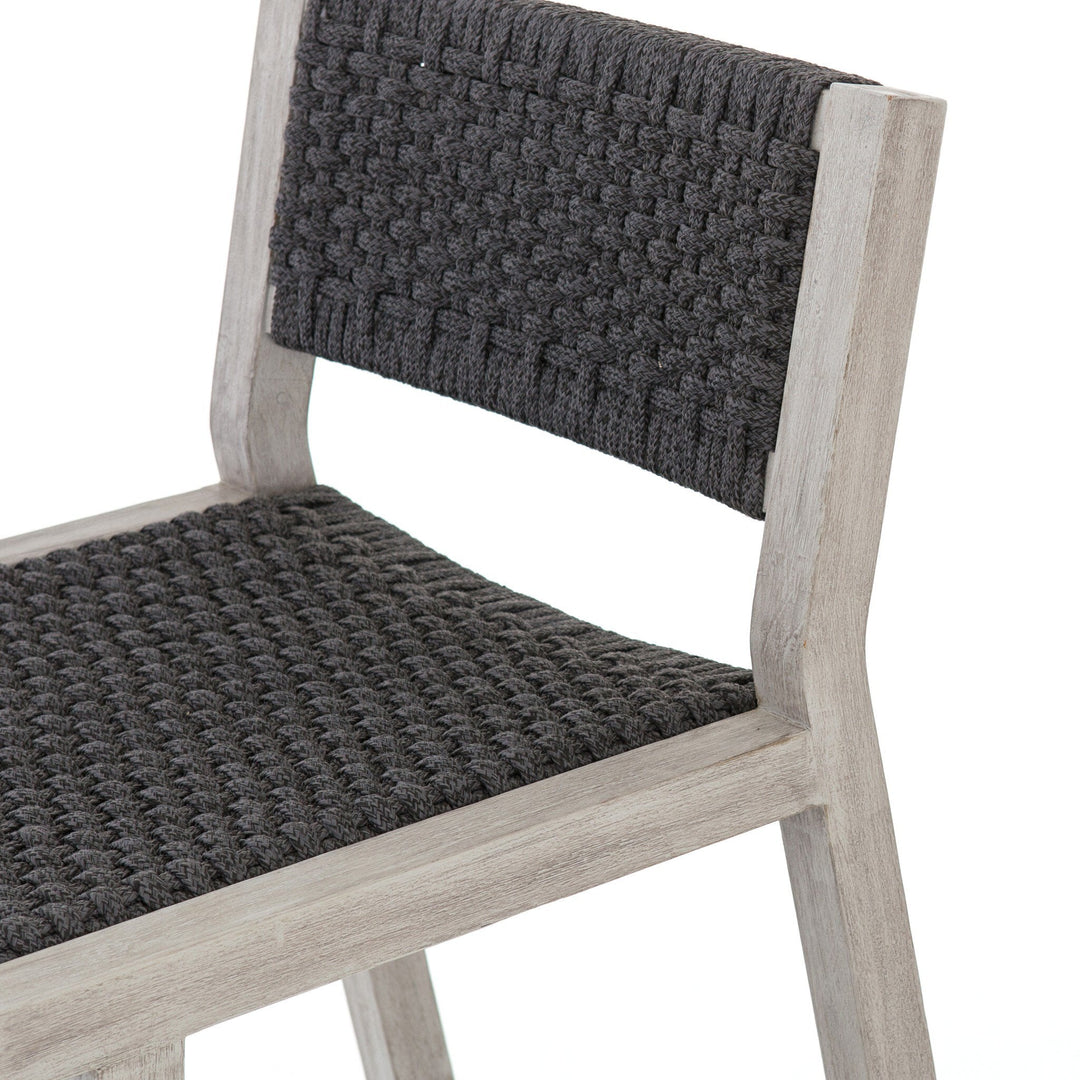 Delano Outdoor Bar Stool - Thick Dark Grey Rope | Weathered Grey