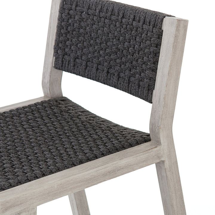 Delano Outdoor Bar Stool - Thick Dark Grey Rope | Weathered Grey