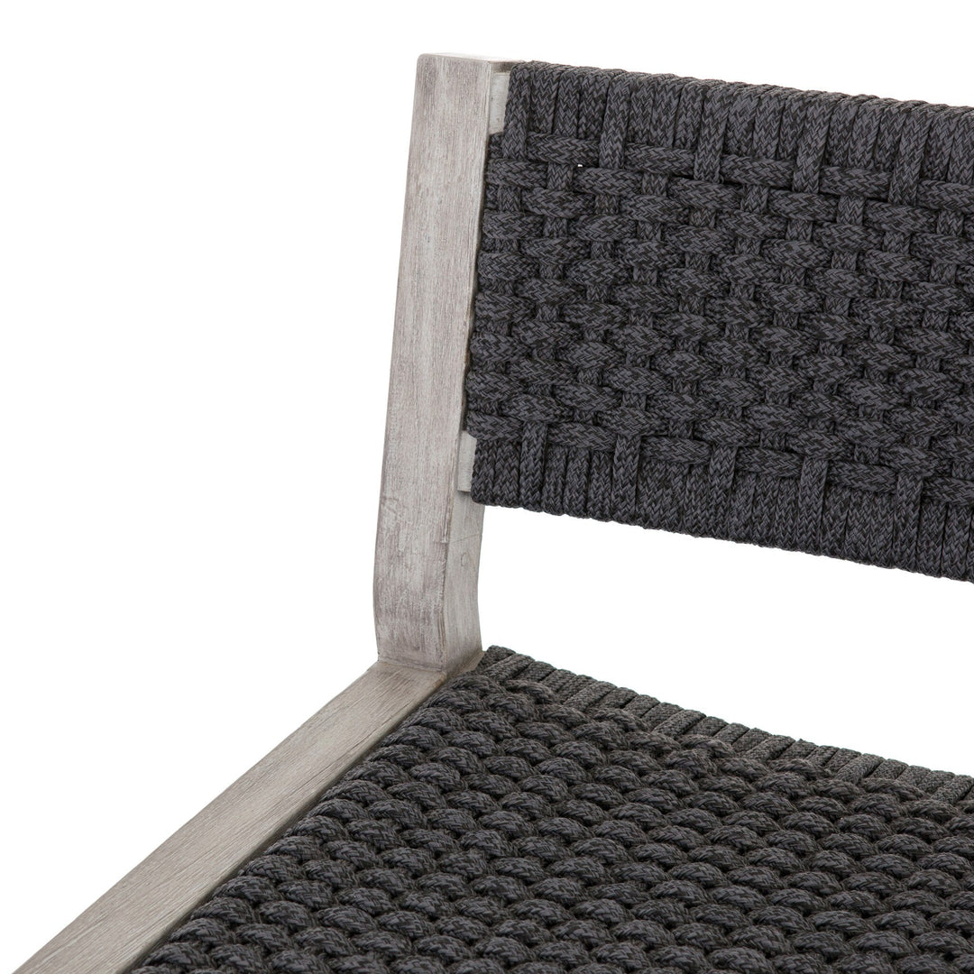 Delano Outdoor Bar Stool - Thick Dark Grey Rope | Weathered Grey