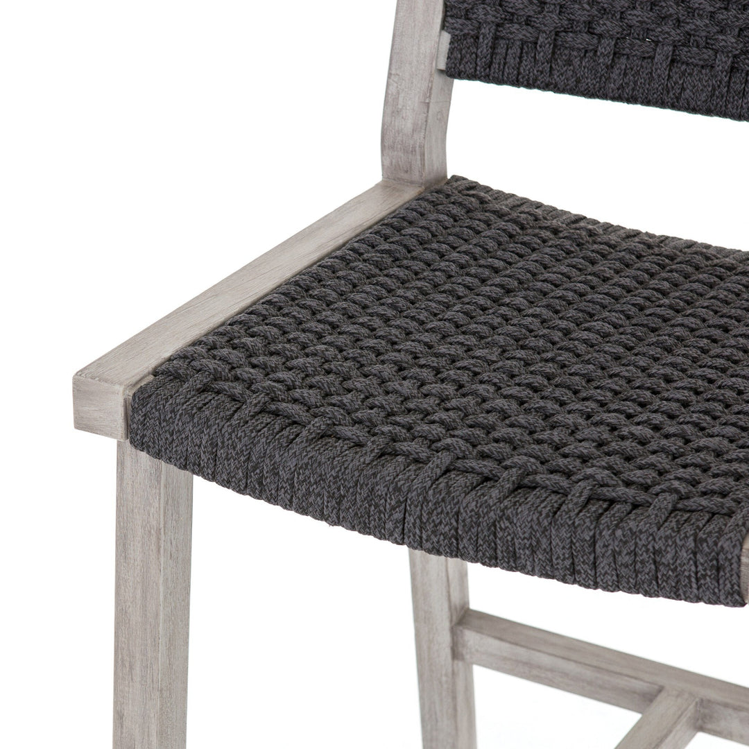 Delano Outdoor Bar Stool - Thick Dark Grey Rope | Weathered Grey