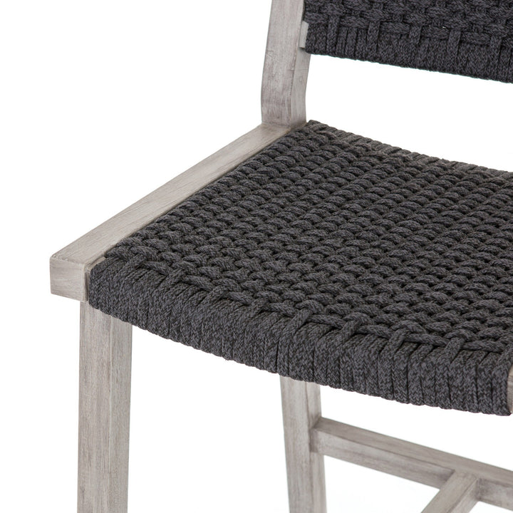 Delano Outdoor Bar Stool - Thick Dark Grey Rope | Weathered Grey