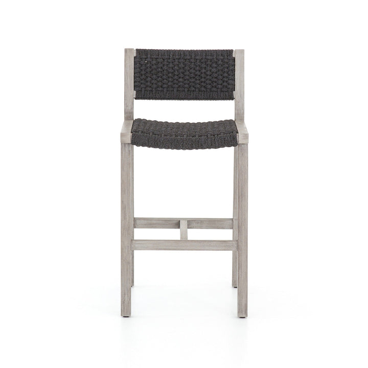 Delano Outdoor Bar Stool - Thick Dark Grey Rope | Weathered Grey