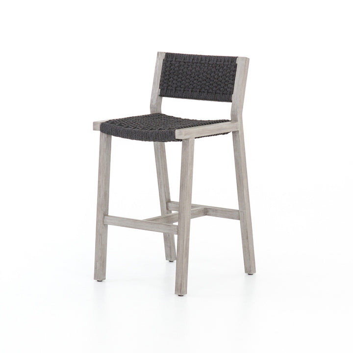 Delano Outdoor Bar Stool - Thick Dark Grey Rope | Weathered Grey