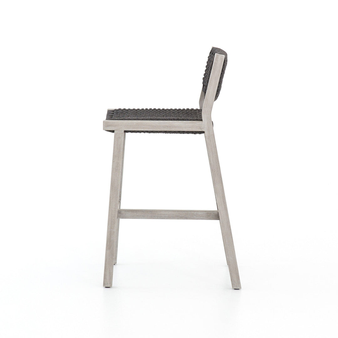 Delano Outdoor Bar Stool - Thick Dark Grey Rope | Weathered Grey