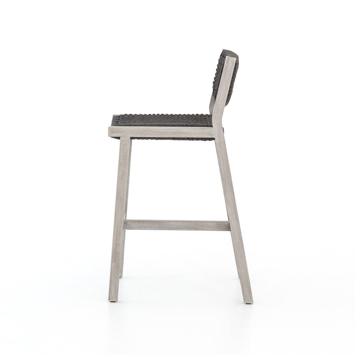 Delano Outdoor Bar Stool - Thick Dark Grey Rope | Weathered Grey