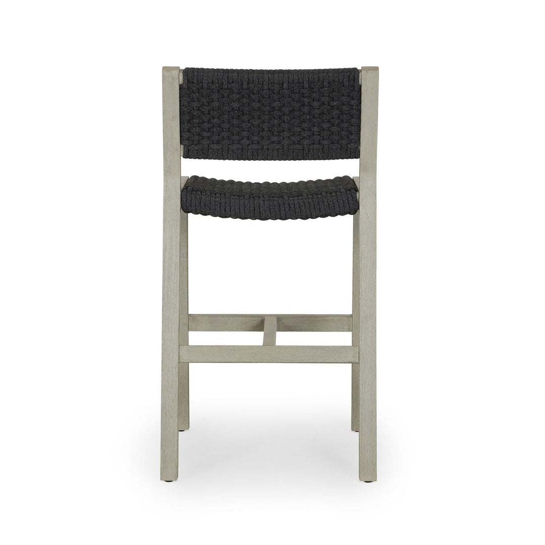 Delano Outdoor Counter Stool - Thick Dark Grey Rope | Weathered Grey