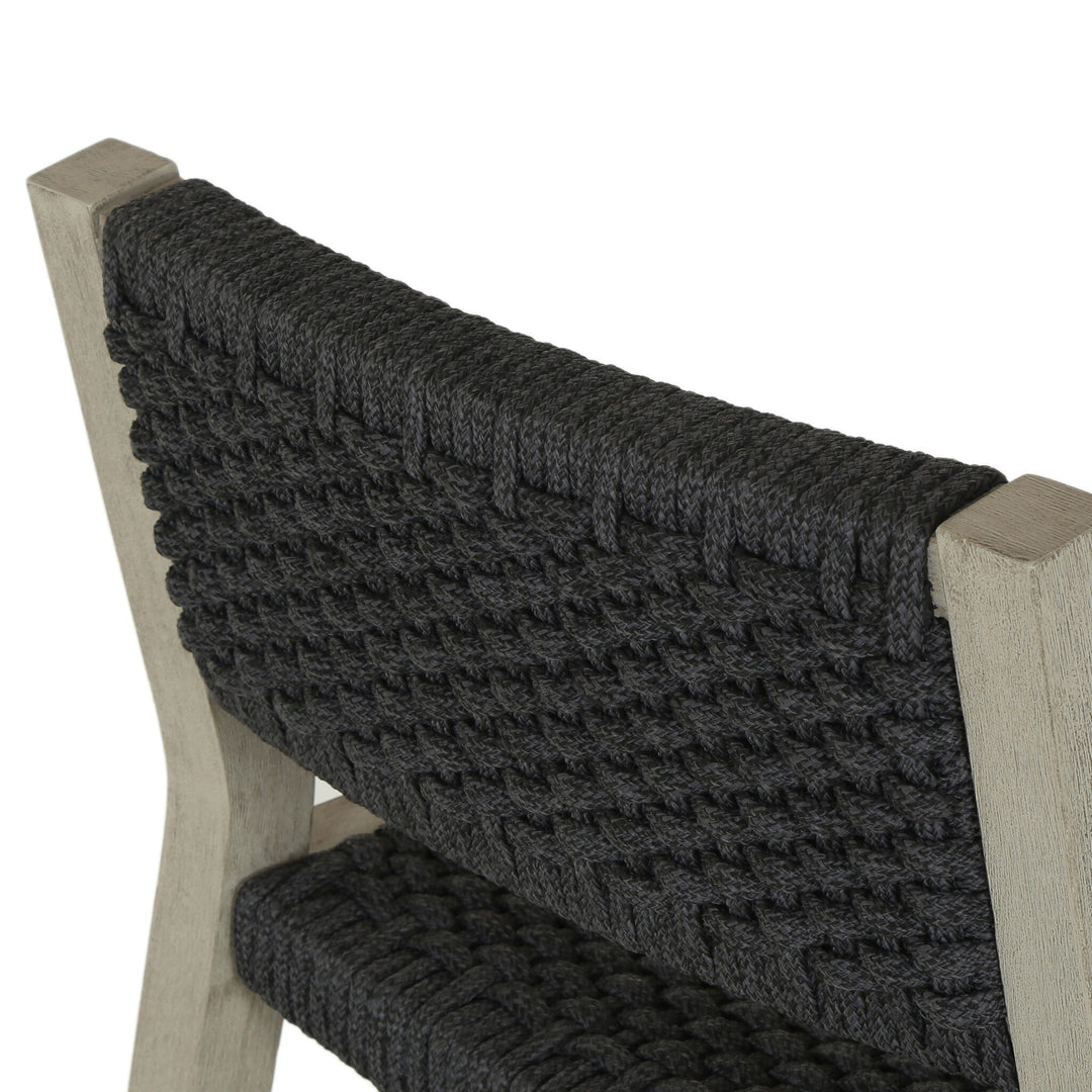 Delano Outdoor Counter Stool - Thick Dark Grey Rope | Weathered Grey