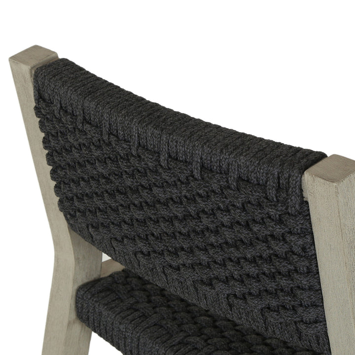 Delano Outdoor Counter Stool - Thick Dark Grey Rope | Weathered Grey