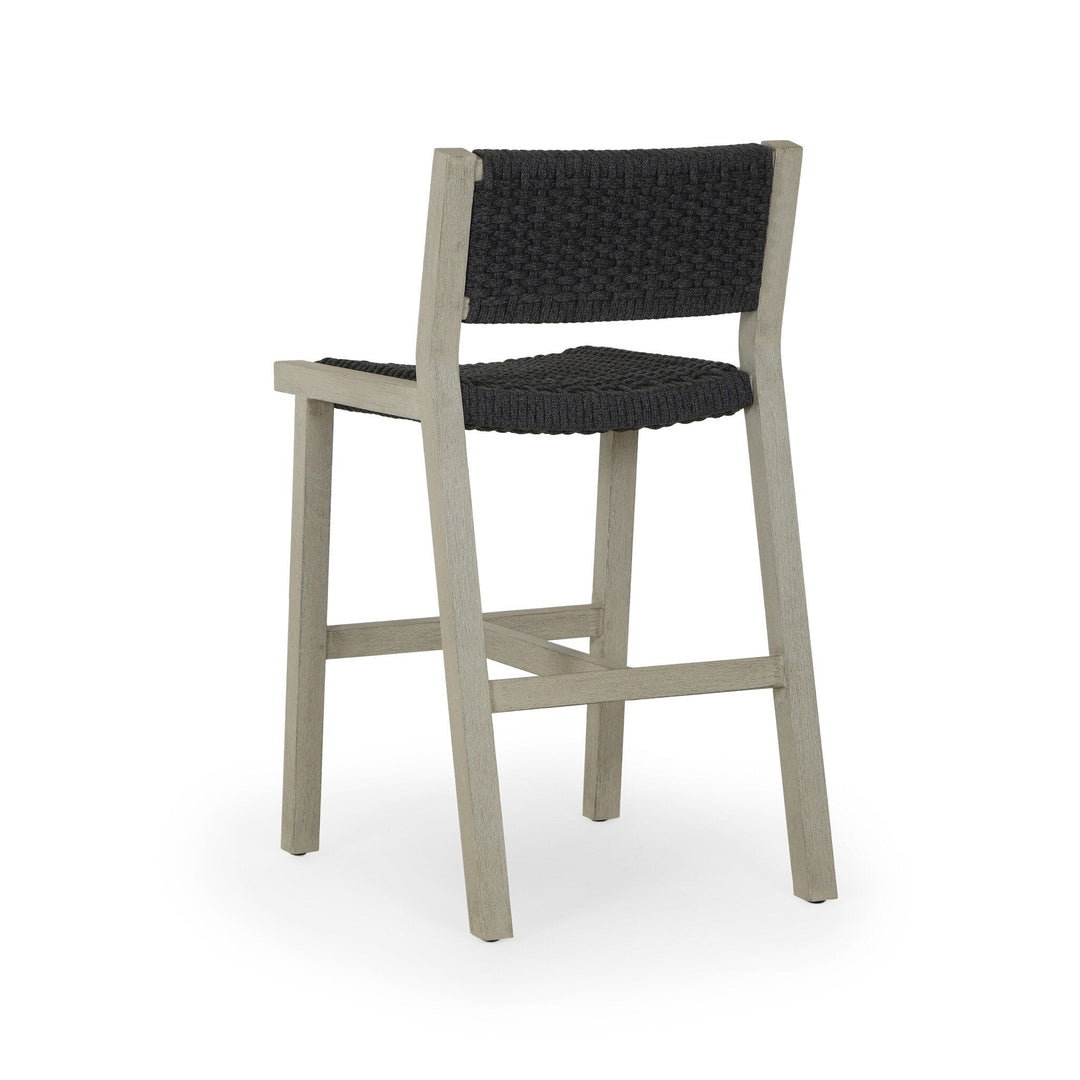 Delano Outdoor Counter Stool - Thick Dark Grey Rope | Weathered Grey