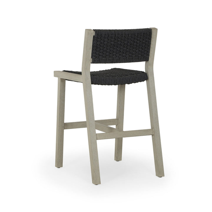 Delano Outdoor Counter Stool - Thick Dark Grey Rope | Weathered Grey