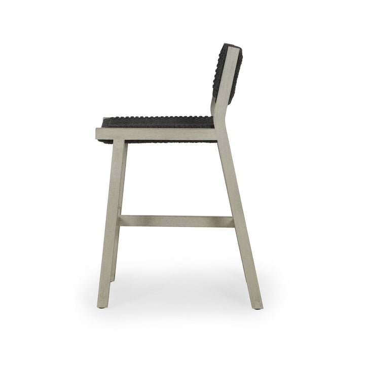 Delano Outdoor Counter Stool - Thick Dark Grey Rope | Weathered Grey