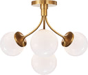Prescott Medium Semi-Flush Mount | Soft Brass | White Glass
