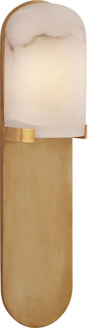 Melange Medium Elongated Pill Sconce | Antique-Burnished Brass | Alabaster Shade