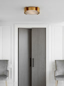 Melange Large Flush Mount | Antique-Burnished Brass | Alabaster
