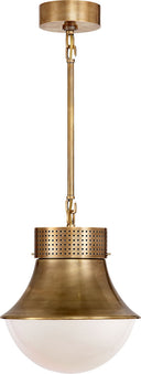 Precision Small Pendant | Antique-Burnished Brass | White Glass