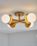 Nodes Semi-Flush Mount Burnished Brass