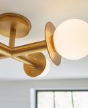 Nodes Semi-Flush Mount Burnished Brass