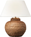 Avedon 12" Cordless Accent Lamp | Natural Rattan | Linen Shade
